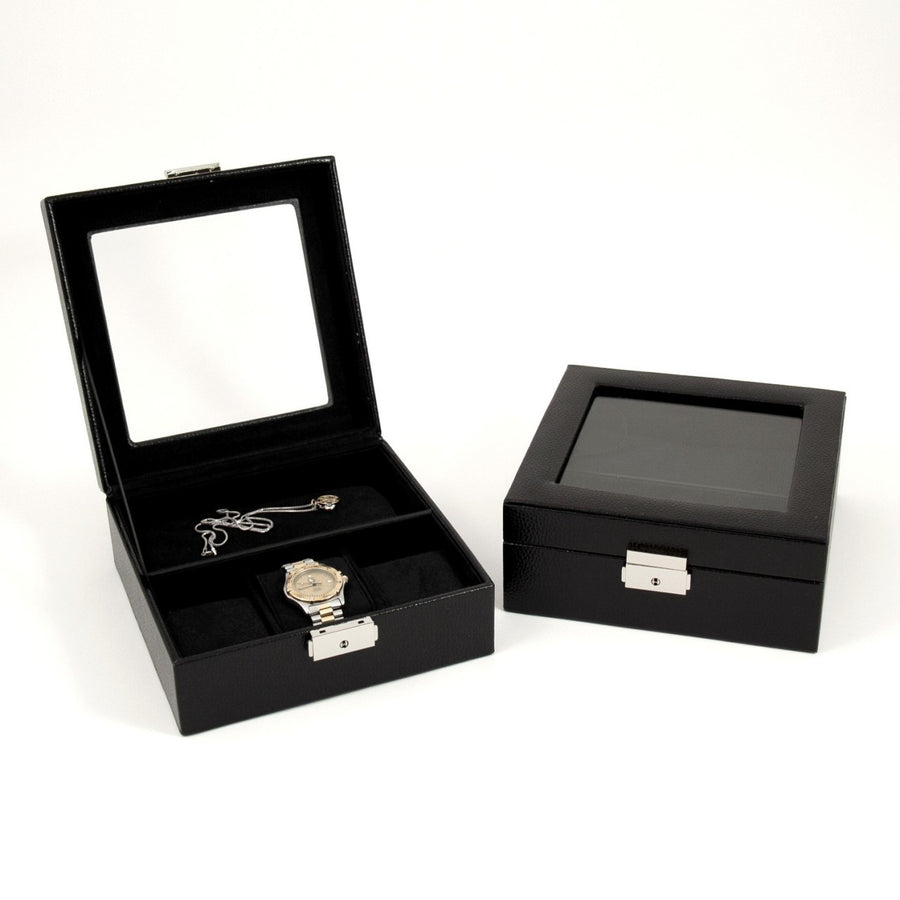 Black Leather Watch And Accessory Case