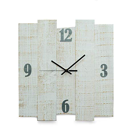 White Distressed Wood Wall Clolck