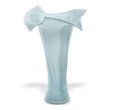 Frosted Blue Art Glass 12" Vase