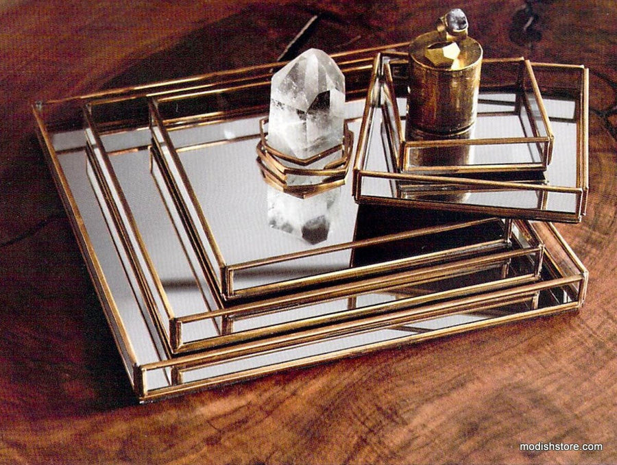 Brass Square Nesting Trays Set of 4