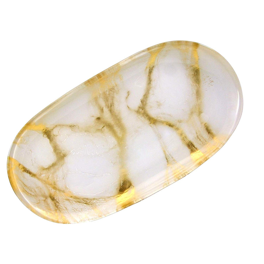 Thassos White Oval Tray 14"
