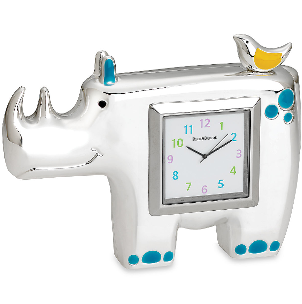Jungle Parade Silverplate Rhino Clock