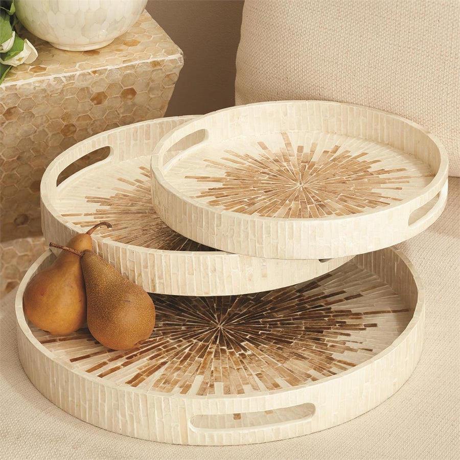 Sunburst Mother of Pearl Round Trays