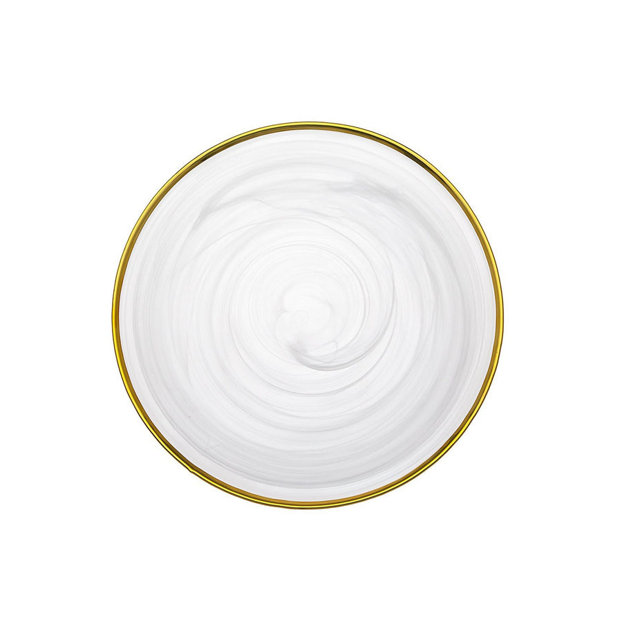 White Alabaster Gold Trim 6.75" set of 4