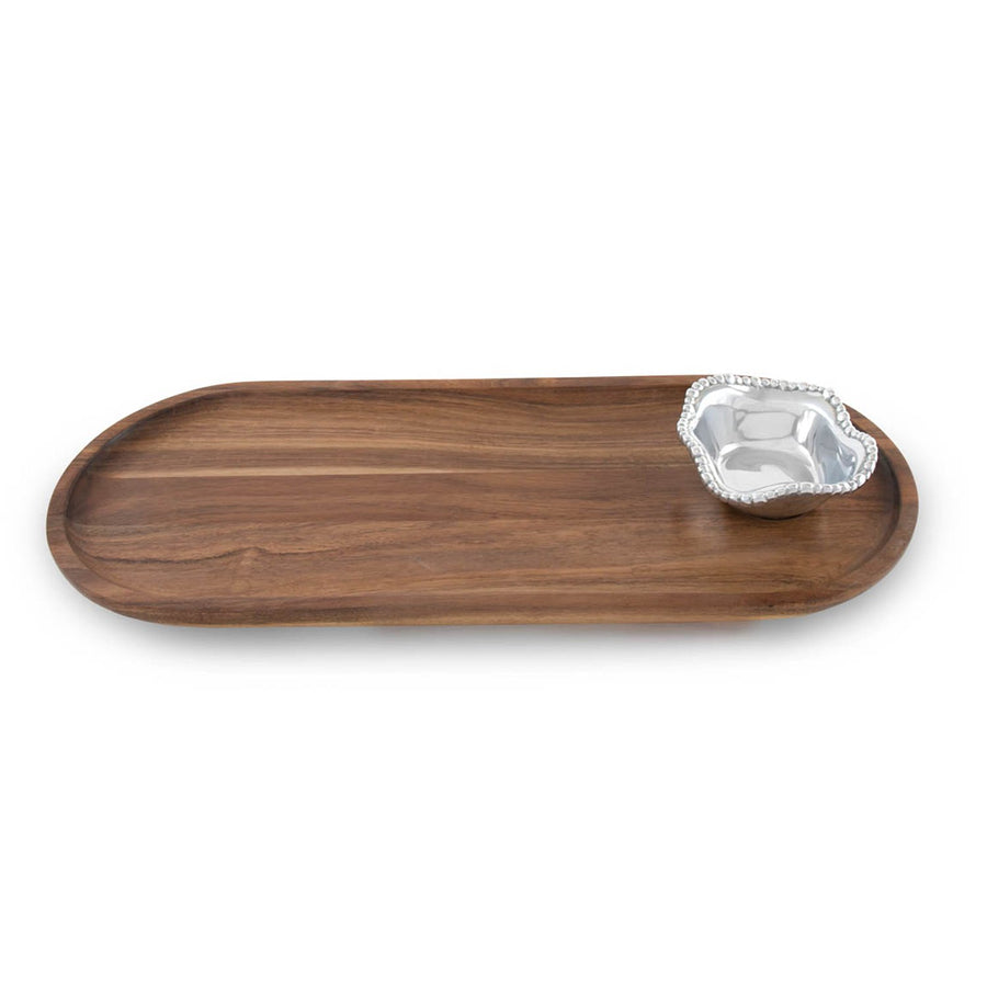 Wood Oval Cutting Board with Organic Pearl Bowl
