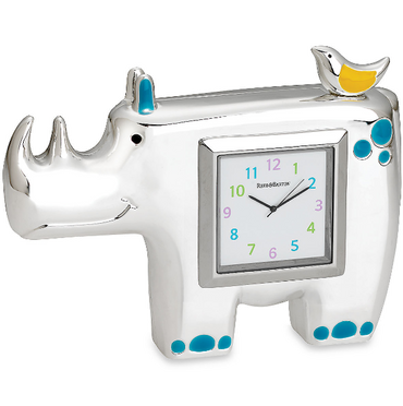 Jungle Parade Silverplate Rhino Clock
