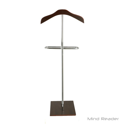 Brown Wood & Metal Suit Valet Floor Stand