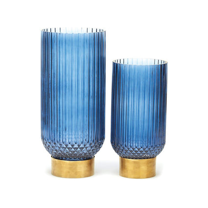 Sullivan Blue Ribbed Candleholder/Vases